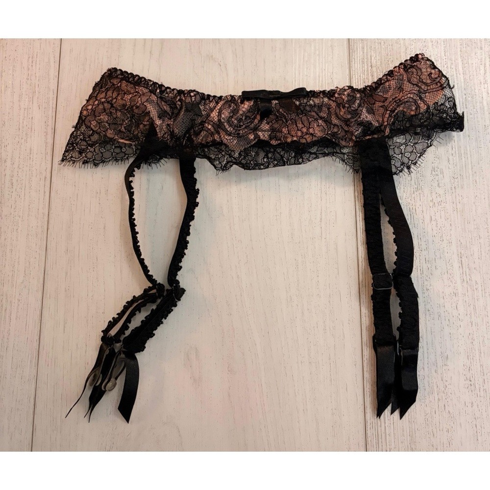 Agent Provocateur Black Pink Suspender Sz S Garter‎ Belt